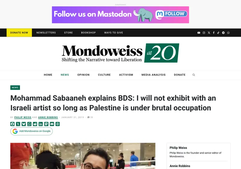 Mondoweiss article