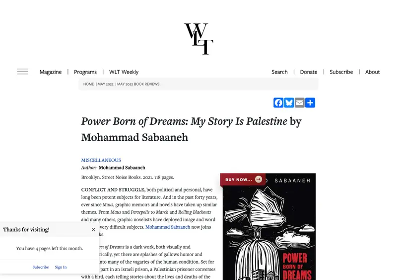 World Literature Today article